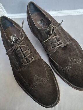 LIKE NEW - Salvatore Ferragamo Brown Suede Wingtip Brogue Oxford Shoes Size 11.5